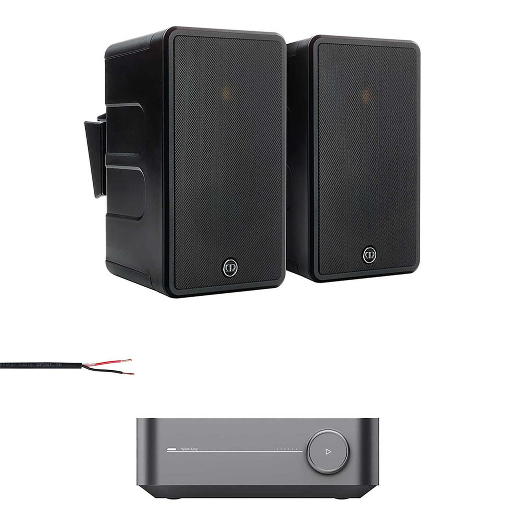 WiiM Amp with Monitor Audio Climate 60 Outdoor Speakers & 50m Burial Cable