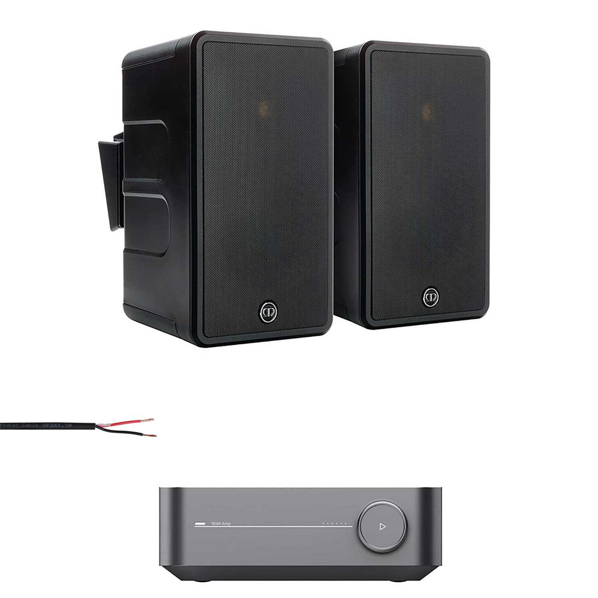 WiiM Amp with Monitor Audio Climate 60 Outdoor Speakers & 50m Burial Cable