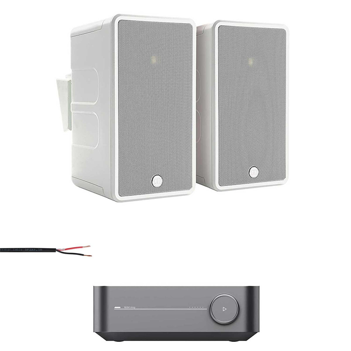 WiiM Amp with Monitor Audio Climate 60 Outdoor Speakers & 50m Burial Cable