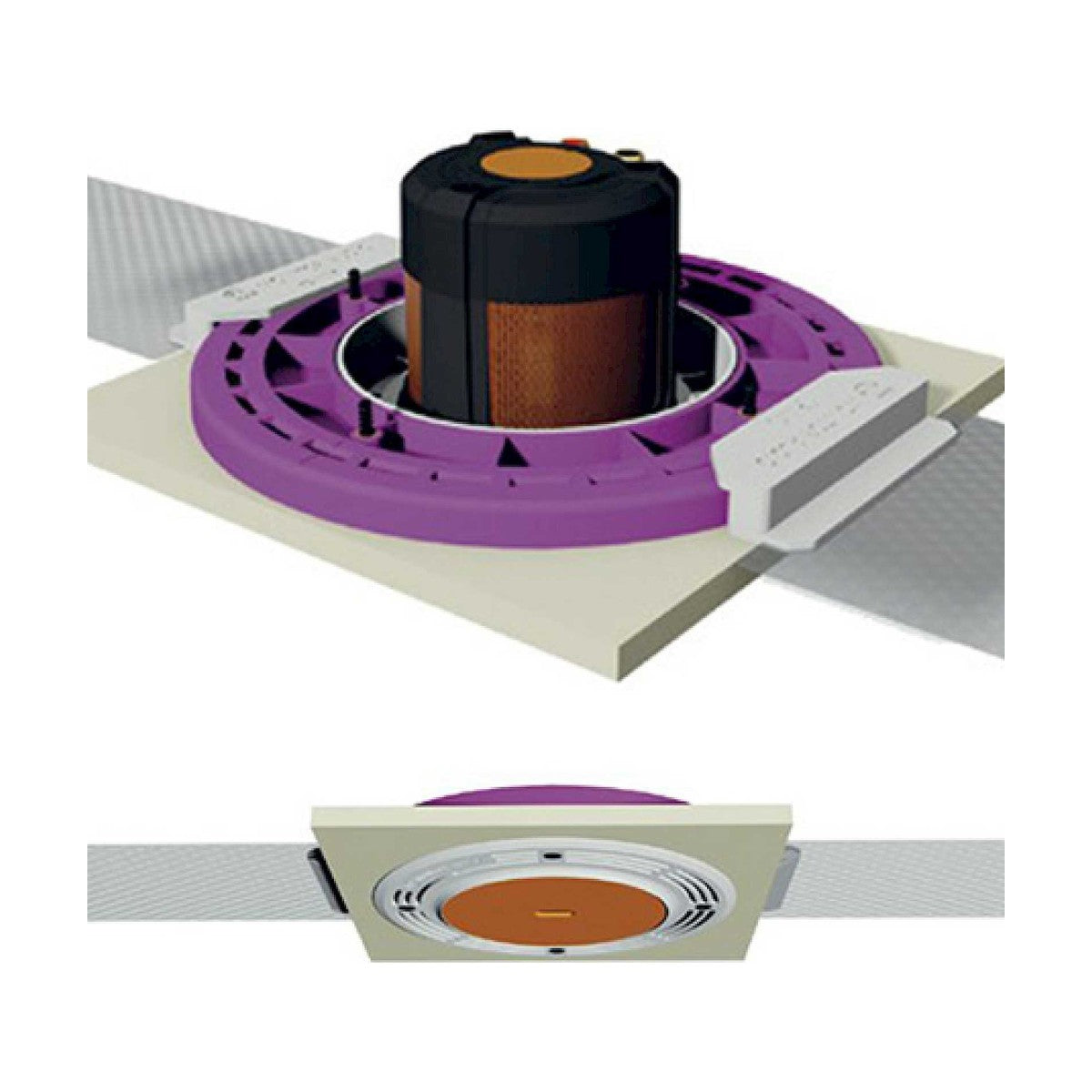 Monitor Audio CFB3-R Round Pre-Construction Bracket for CF230 / ICS-8 – fitted
